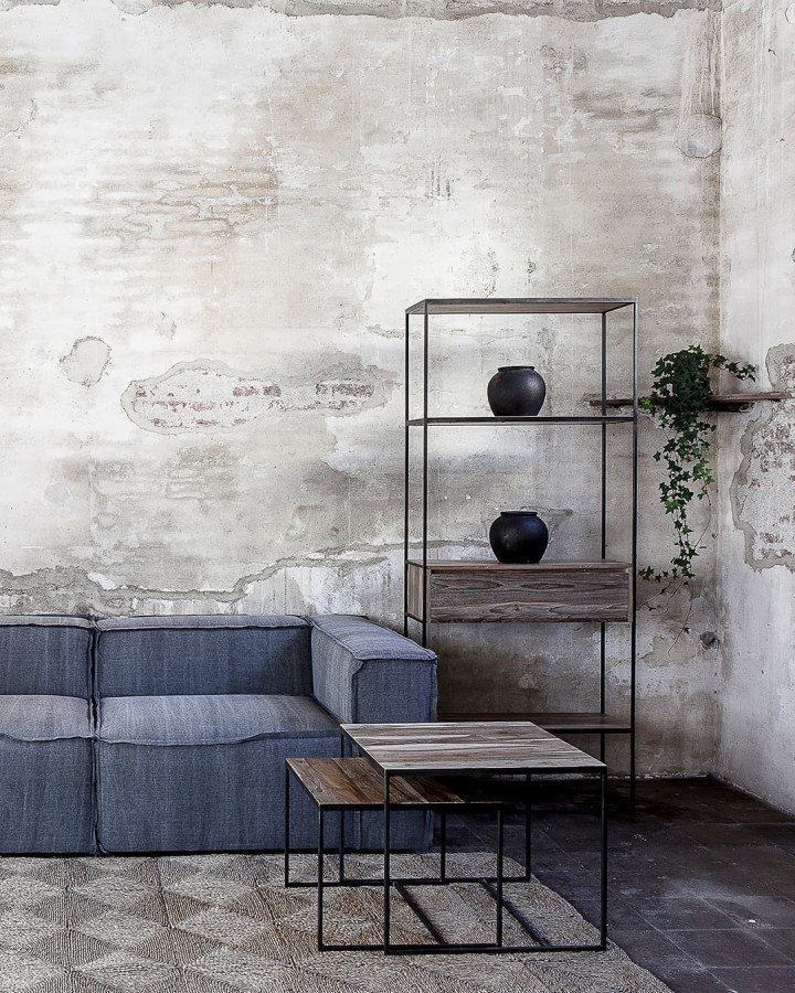 Side tables Two teak/iron