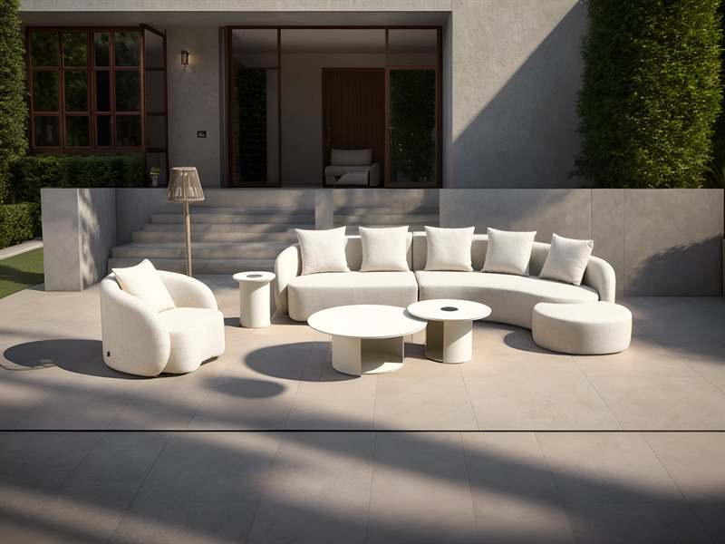 Outdoor Pouf L86xD83xH36cm Fabric olefin color beige