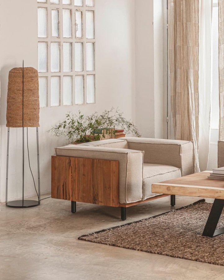 Vivaldi 1-seater natural linen - teak