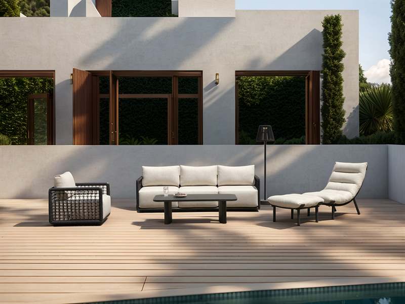 Outdoor 1-seater Santa Ana L79xD84xH77cm Anthracite alu - fabric beige