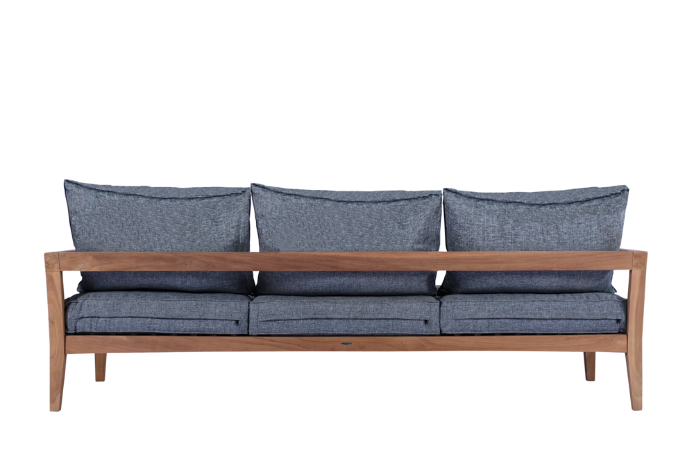 Outdoor 3-seater Roxas L237xD89xH88 Teak - fabric dark grey