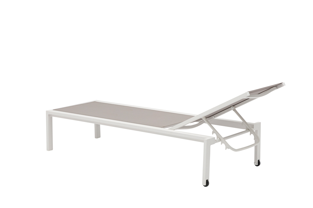 Sunlounger Bangar L200xD75xH34 White alu - fabric beige
