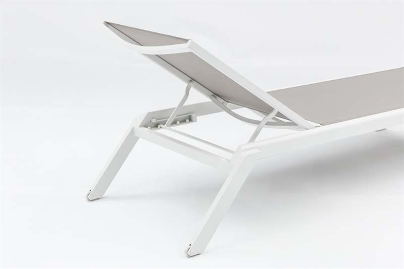 Sunlounger Alameda L198xD72xH35 white alu - fabric light grey 