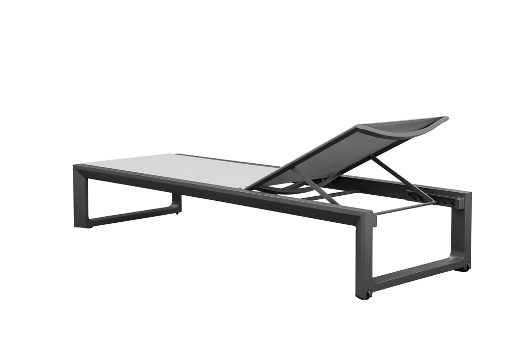 Sunlounger Onix L200xD73xH35 anthracite alu - fabric light grey