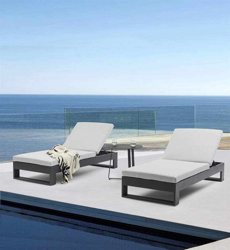 Sunlounger Niland L190xD80xH38 anthracite alu - fabric light grey