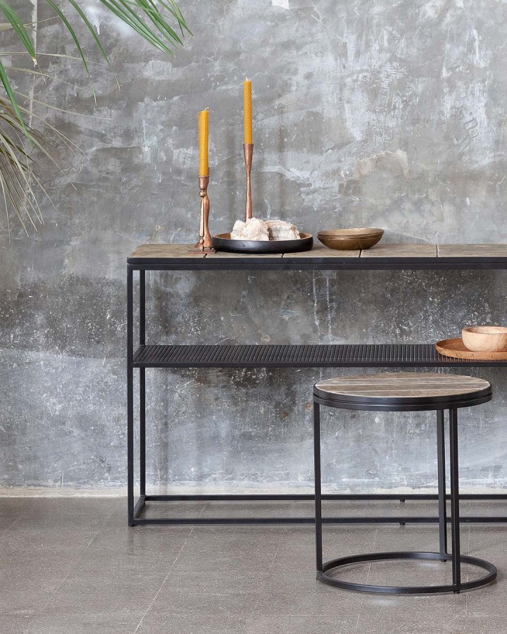 Console Rengar iron/leather 150x77cm