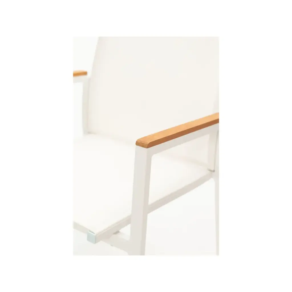 Outdoor chair Barto white/alu-teak