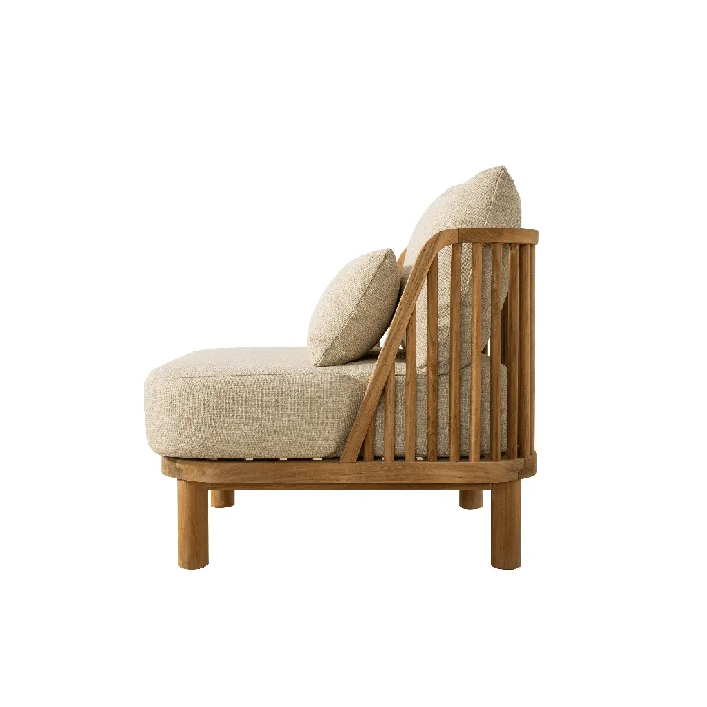 Outdoor lounge 1-seater teak/beige