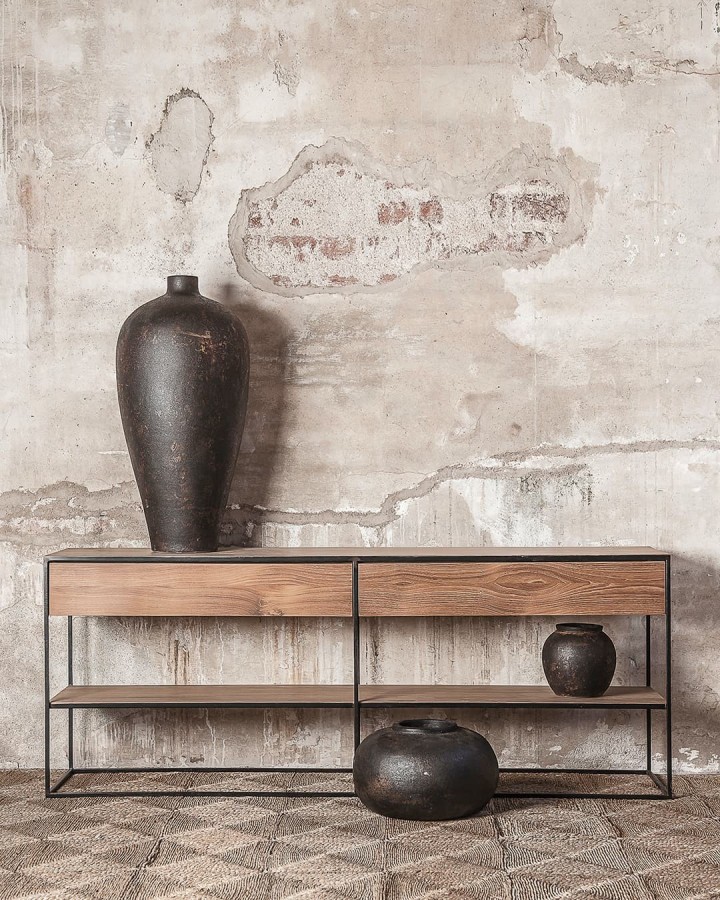 Shelve Onetwo drawer 180 teak/iron