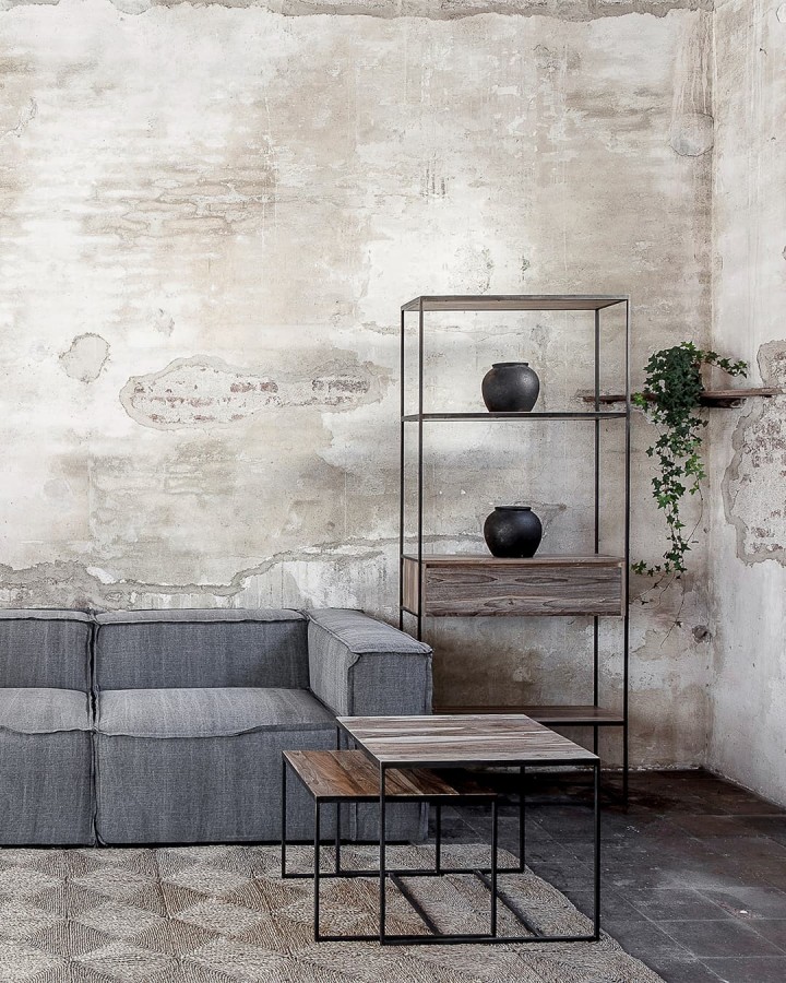 Shelve Totem drawer teak/iron