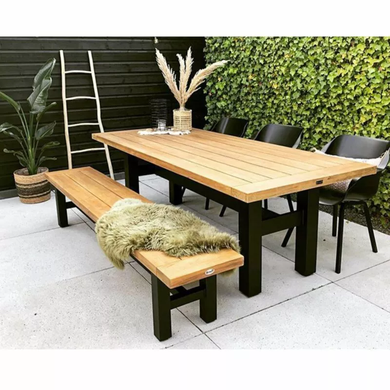 Bench Yasmani black alu/teak 240