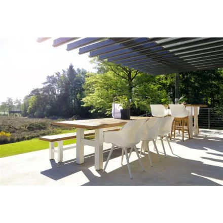 Bench Yasmani white alu/teak 240