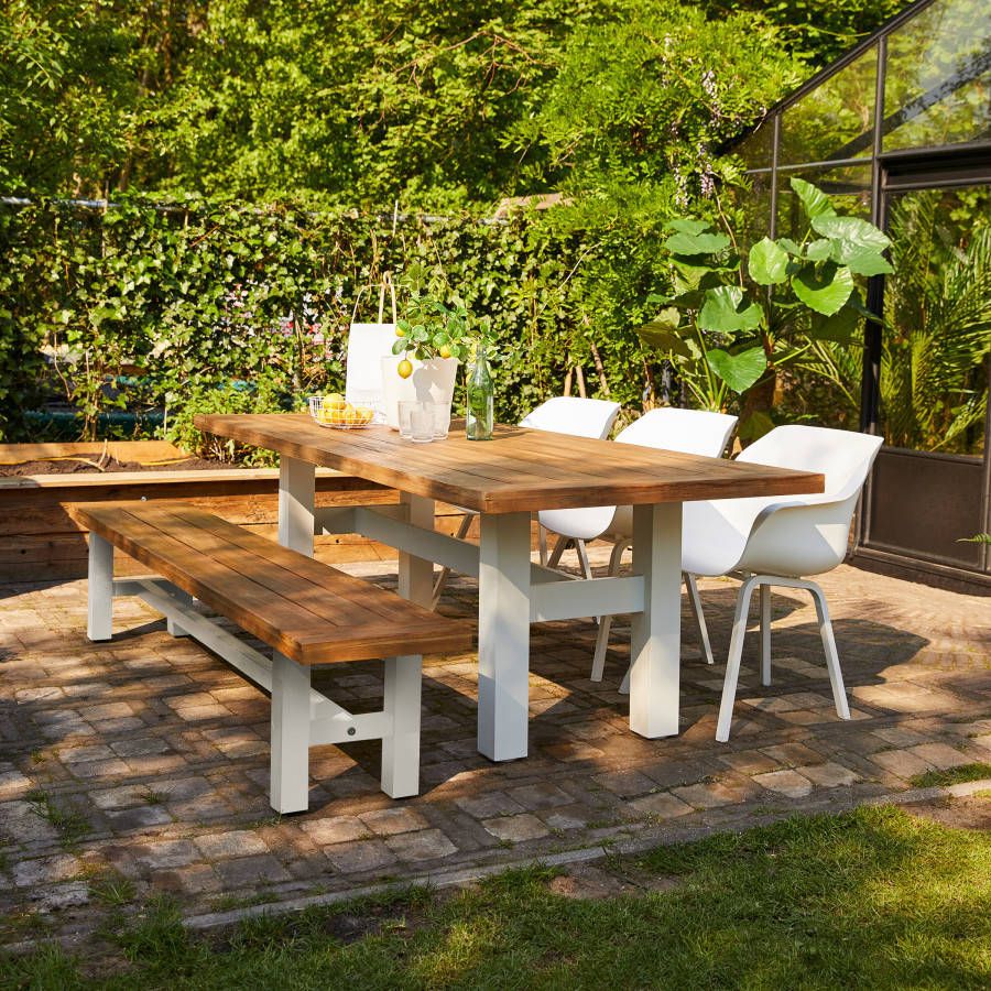 Table Yasmani white alu/teak 240