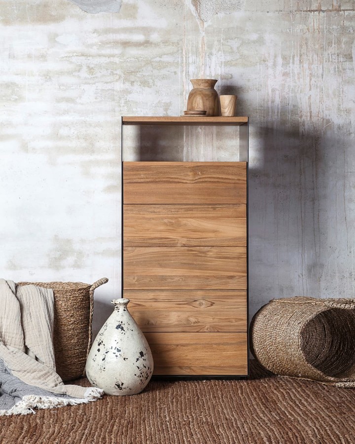 Chest of drawers Geox 60 teak/iron