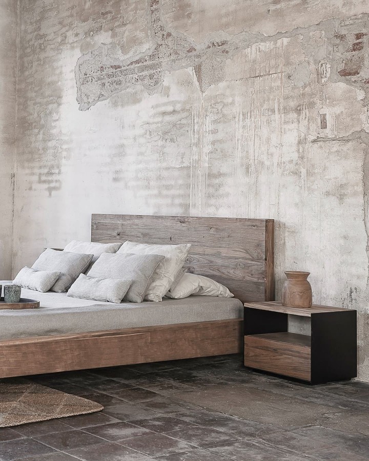 Bedside table Geox teak/iron