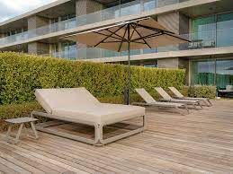 Double sunlounger Nana alu taupe/fabric taupe 140x200