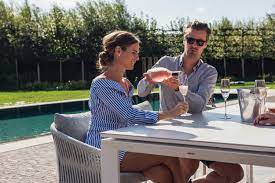 Outdoor dining table Bettini alu white/ceramic mixed white - extensible 220-280x100cm