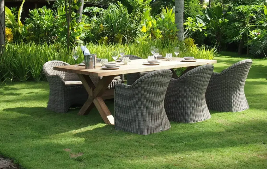 Outdoor dining table Cross X teak  400x120