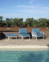 Komodo 1-seater white/blue sunbrella fabric