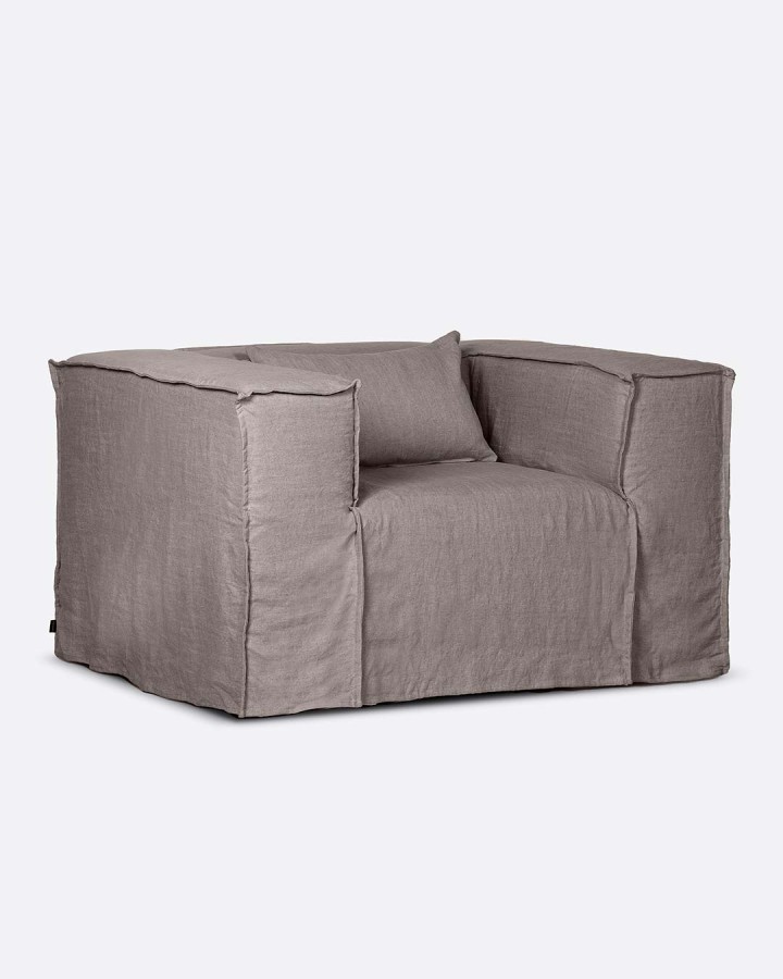 Sofa 1-seater Strozzi taupe linen 