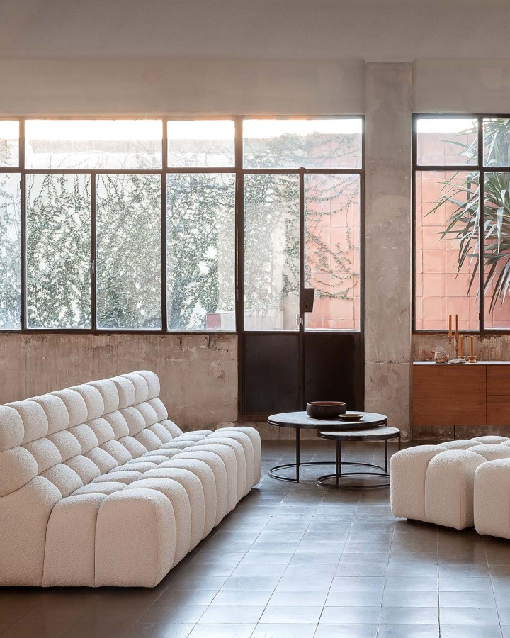 Sofa 4-seater Chopin white bouclé 230x93cm