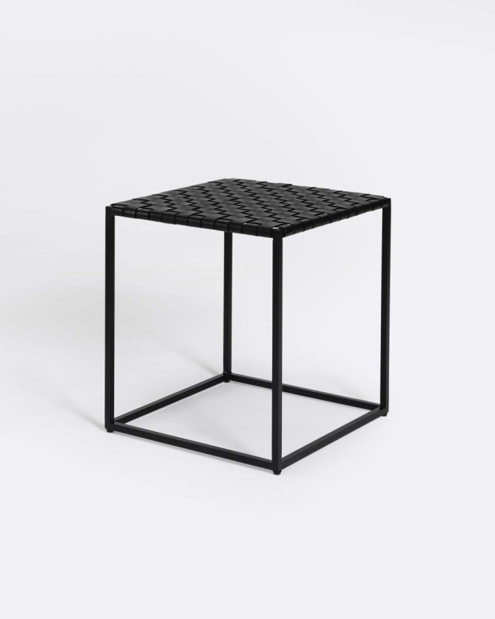 Side table Surabaya alu/leather 45x45cm