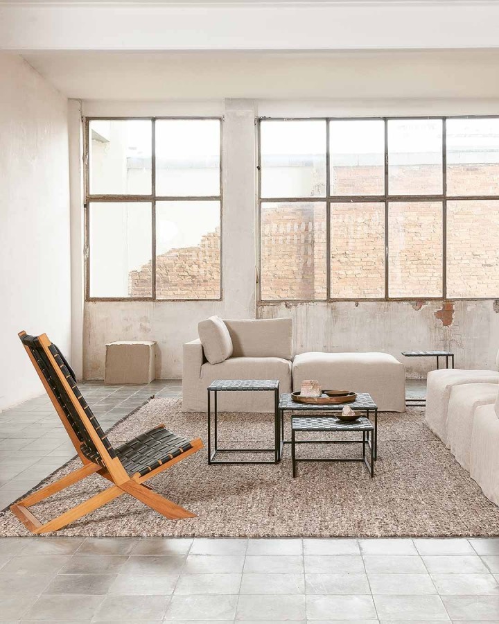 Side table Surabaya alu/leather 45x45cm