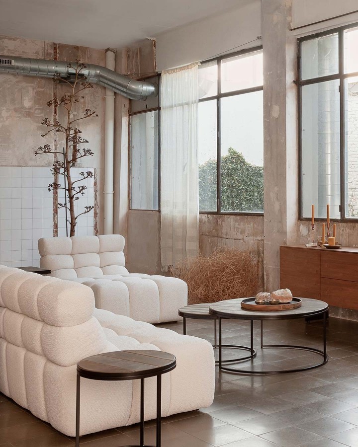 Side table Rengar iron/leather 45cm