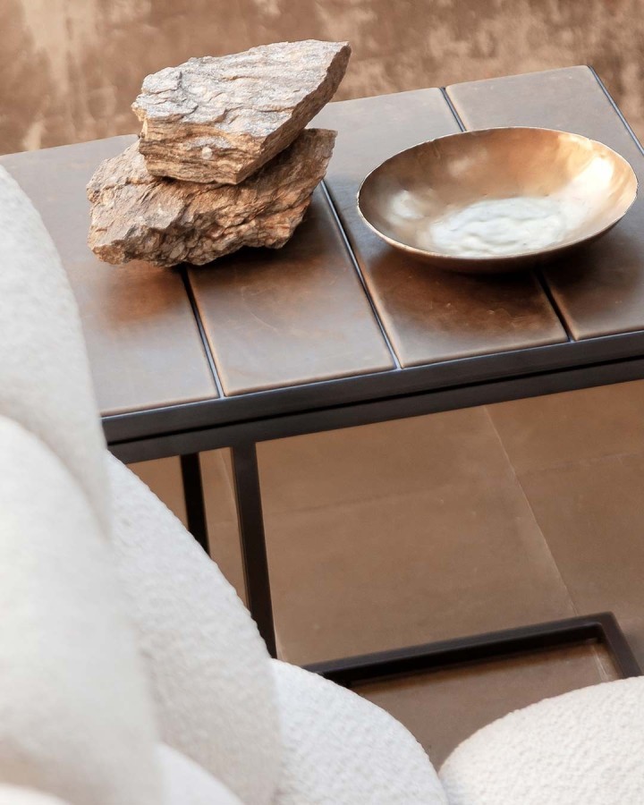 Side table Rengar iron/leather 45x40cm