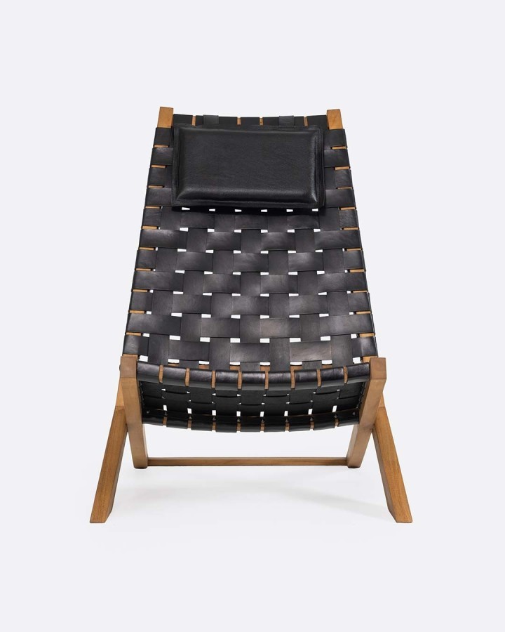 Lounge chair Waggai teak/leather