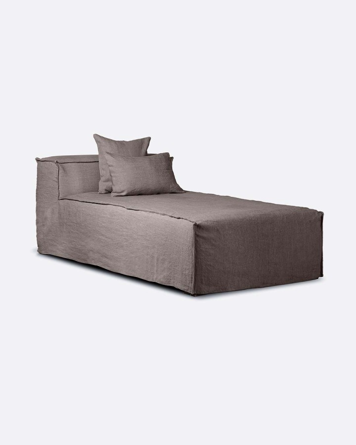 Chaise longue Strozzi taupe linen 100x190cm