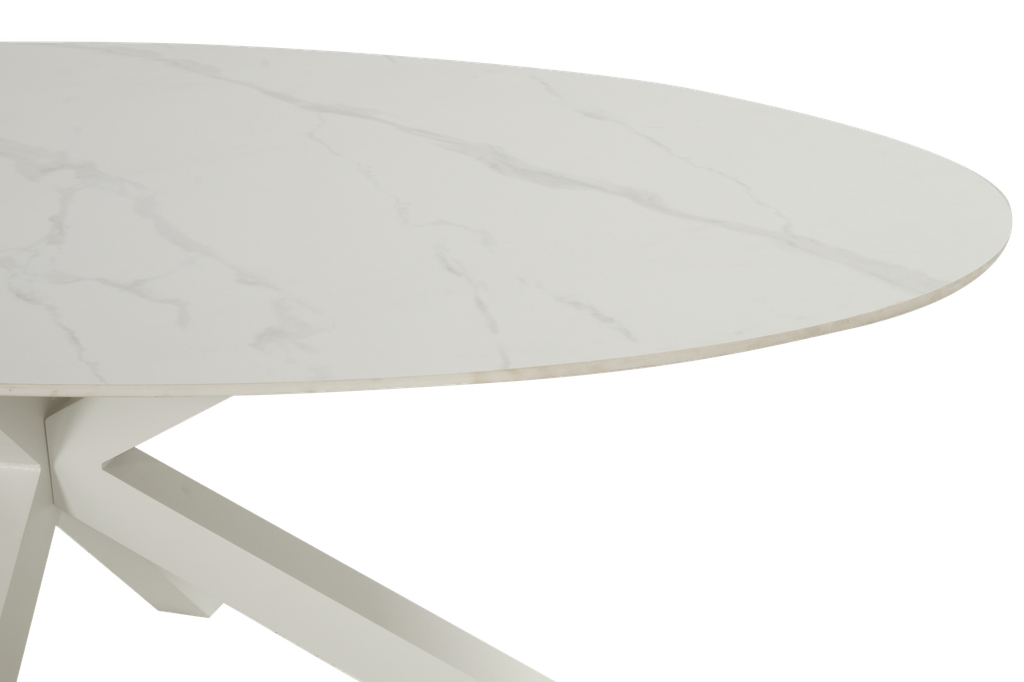 Outdoor dining table Xander Ovale 220x120 white alu/white marble ceramic