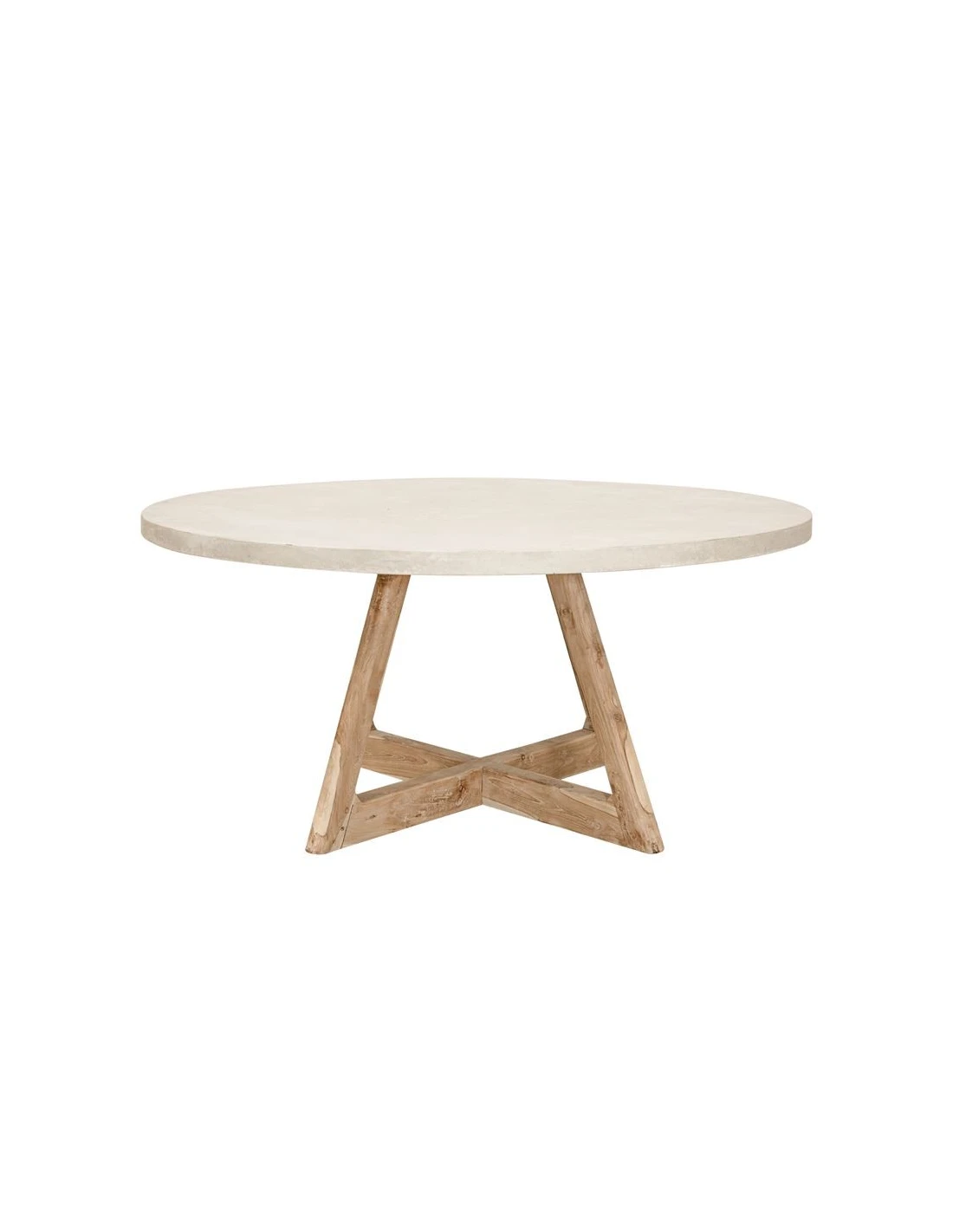 Dining table Dewa round 160cm recycled teak/cement top