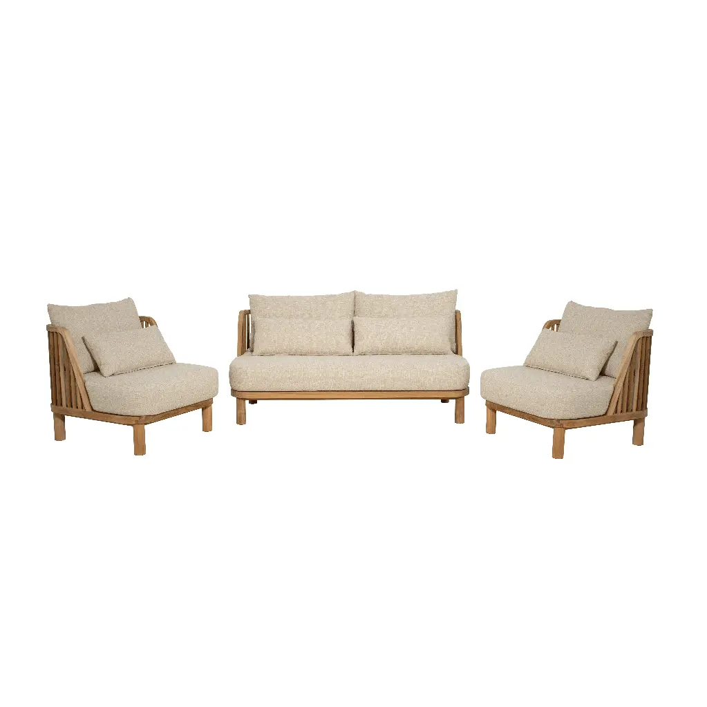 Outdoor loungeset 1&2 seater teak/beige