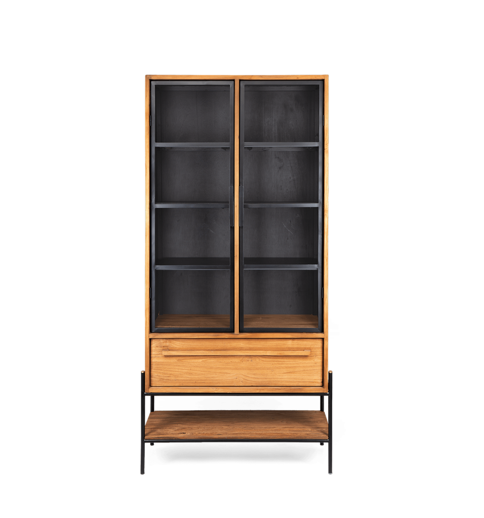 Outline cabinet 2 glass doors 1 drawer 1 open rack 94x42x195