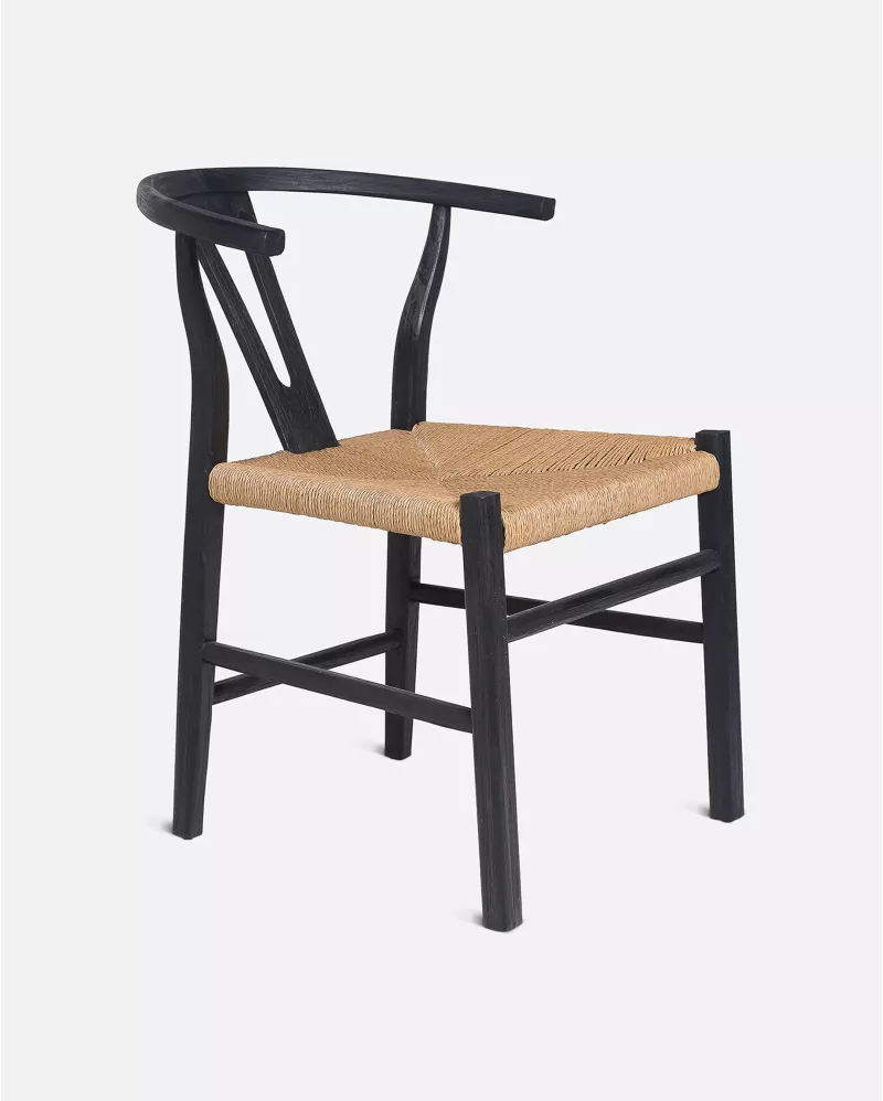 Rob chair black Natural teak/rope