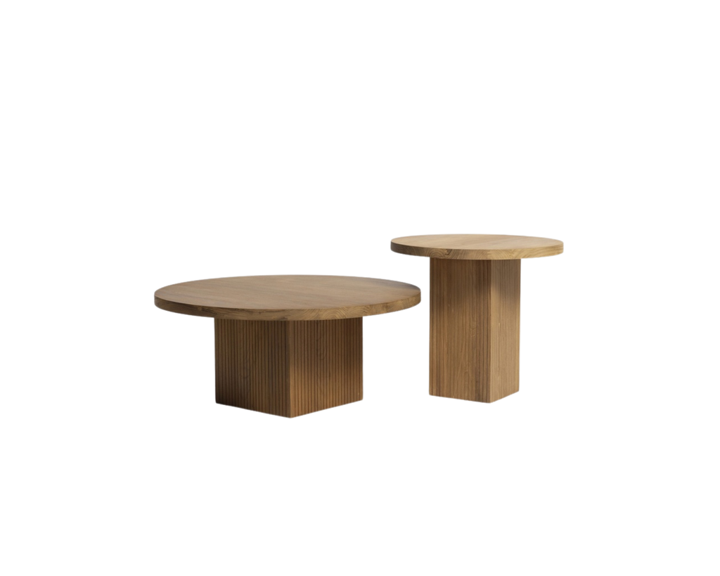 Set of 2 coffee tables Balari teak 75cm & 50cm
