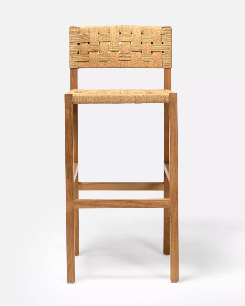 Bar chair Cora Natural teak/rope