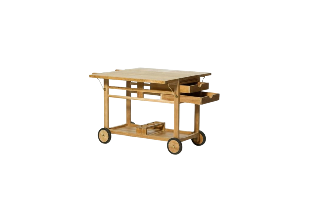 Trolley outdoor teak with 2 drawers