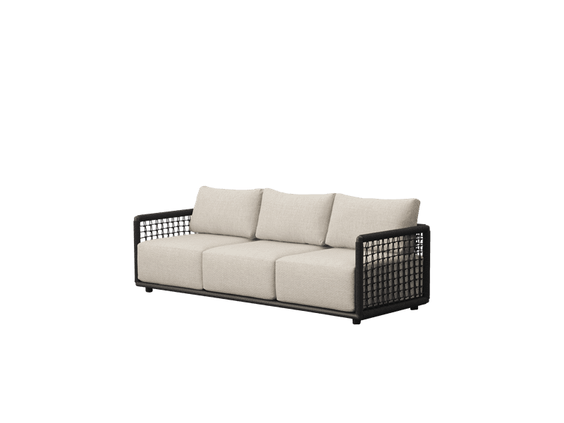 Outdoor 3-seater Santa Ana L219xD84xH77cm Anthracite alu - fabric beige