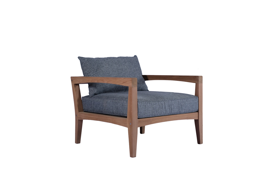 Outdoor 1-seater Roxas L87xD89xH88cm Teak - fabric dark grey