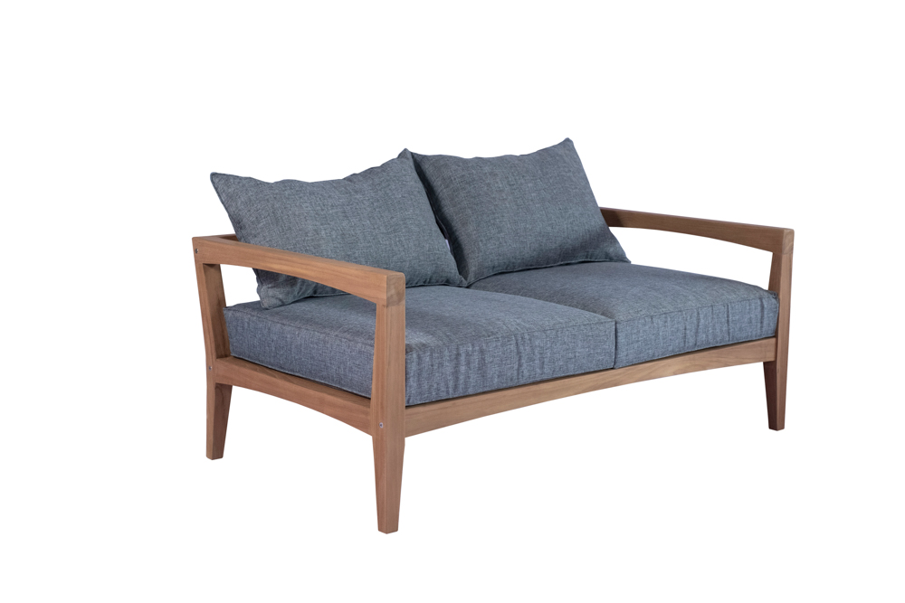 Outdoor 2-seater Roxas L162xD89xH88cm Teak - fabric dark grey