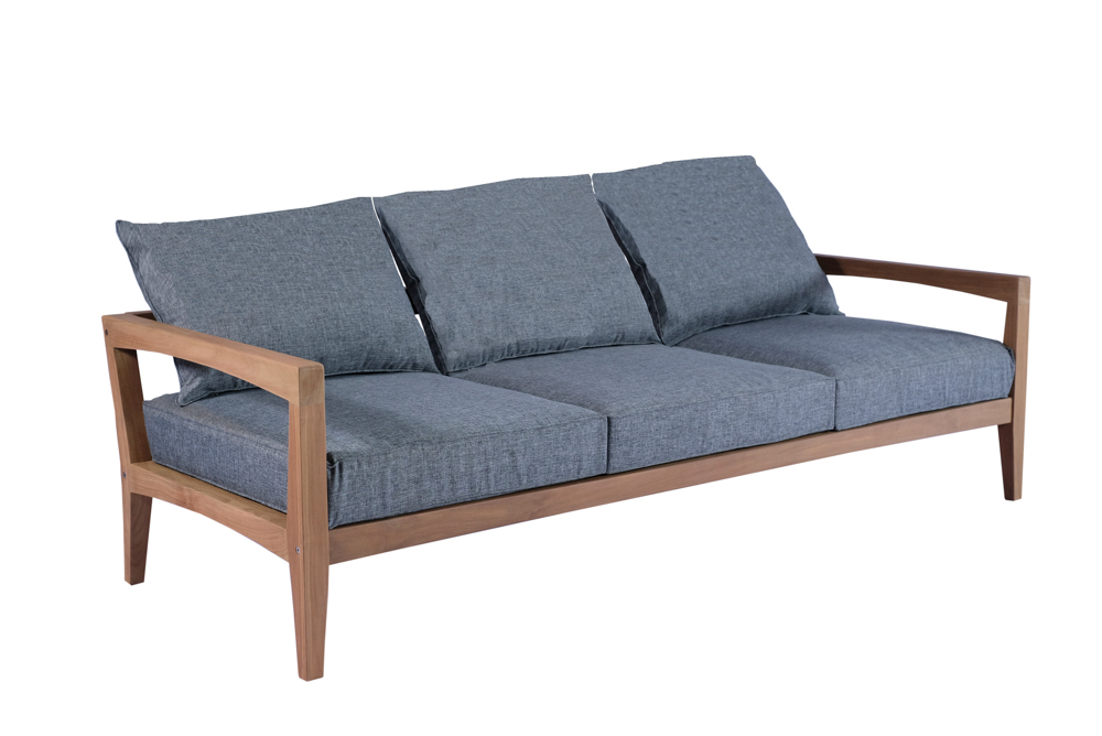 Outdoor 3-seater Roxas L237xD89xH88 Teak - fabric dark grey