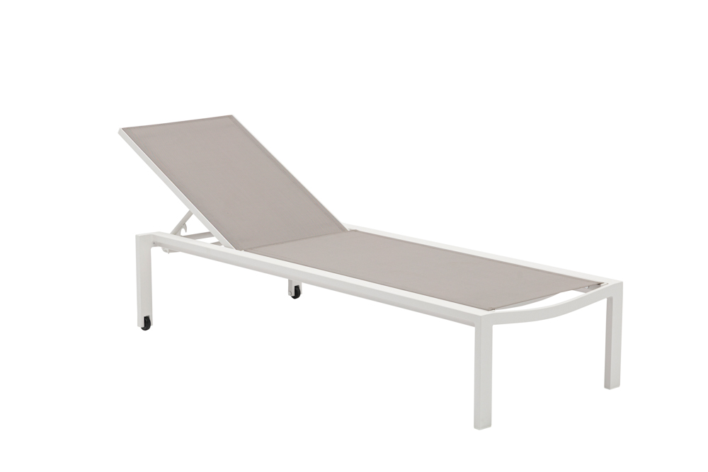 Sunlounger Bangar L200xD75xH34 White alu - fabric light grey