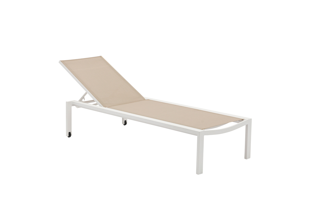 Sunlounger Bangar L200xD75xH34cm white alu - fabric beige