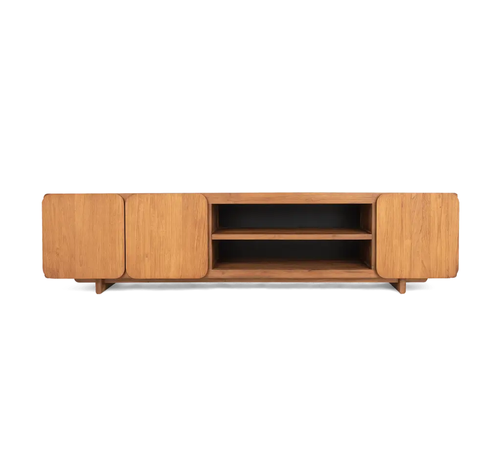 Tess dresser 3 doors - 2 open racks 200x40x48cm teak