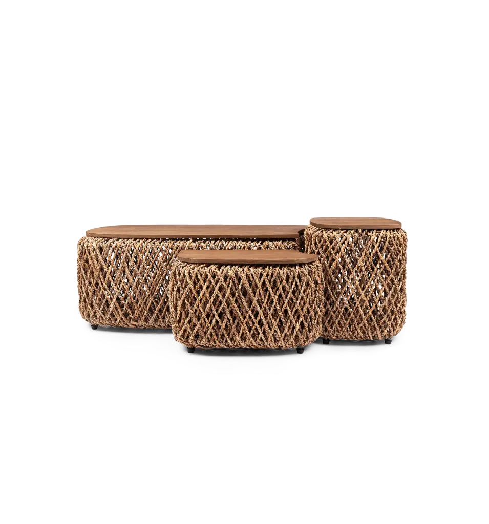 Conjunto de mesa de café Knut quadrada padi com 3 peças