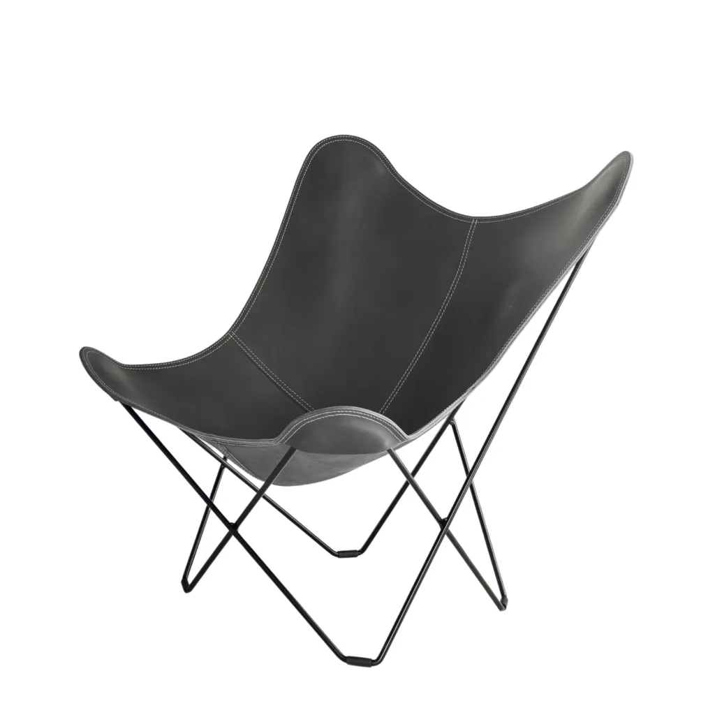 Leather butterfly chair black/graphite