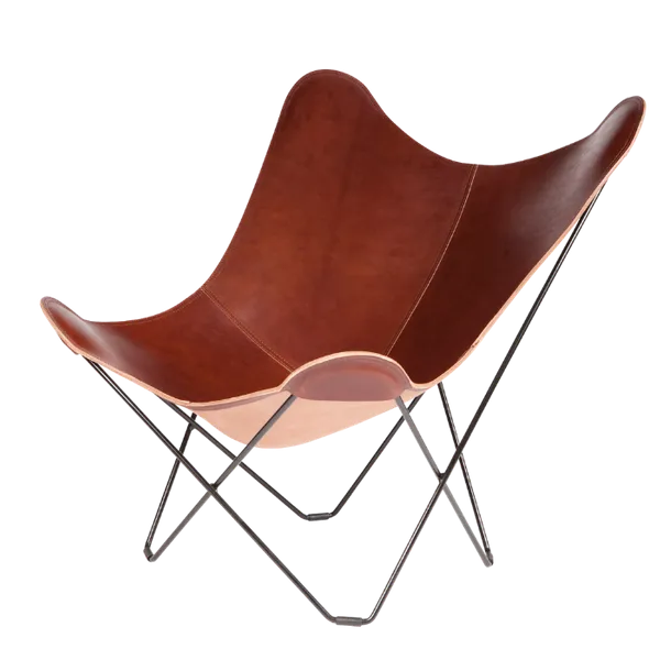 Leather butterfly chair black/oak