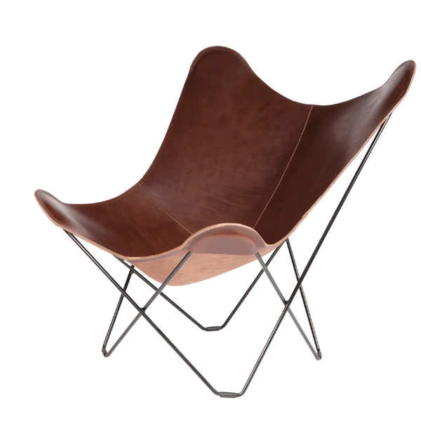 Leather butterfly chair black/chocolate